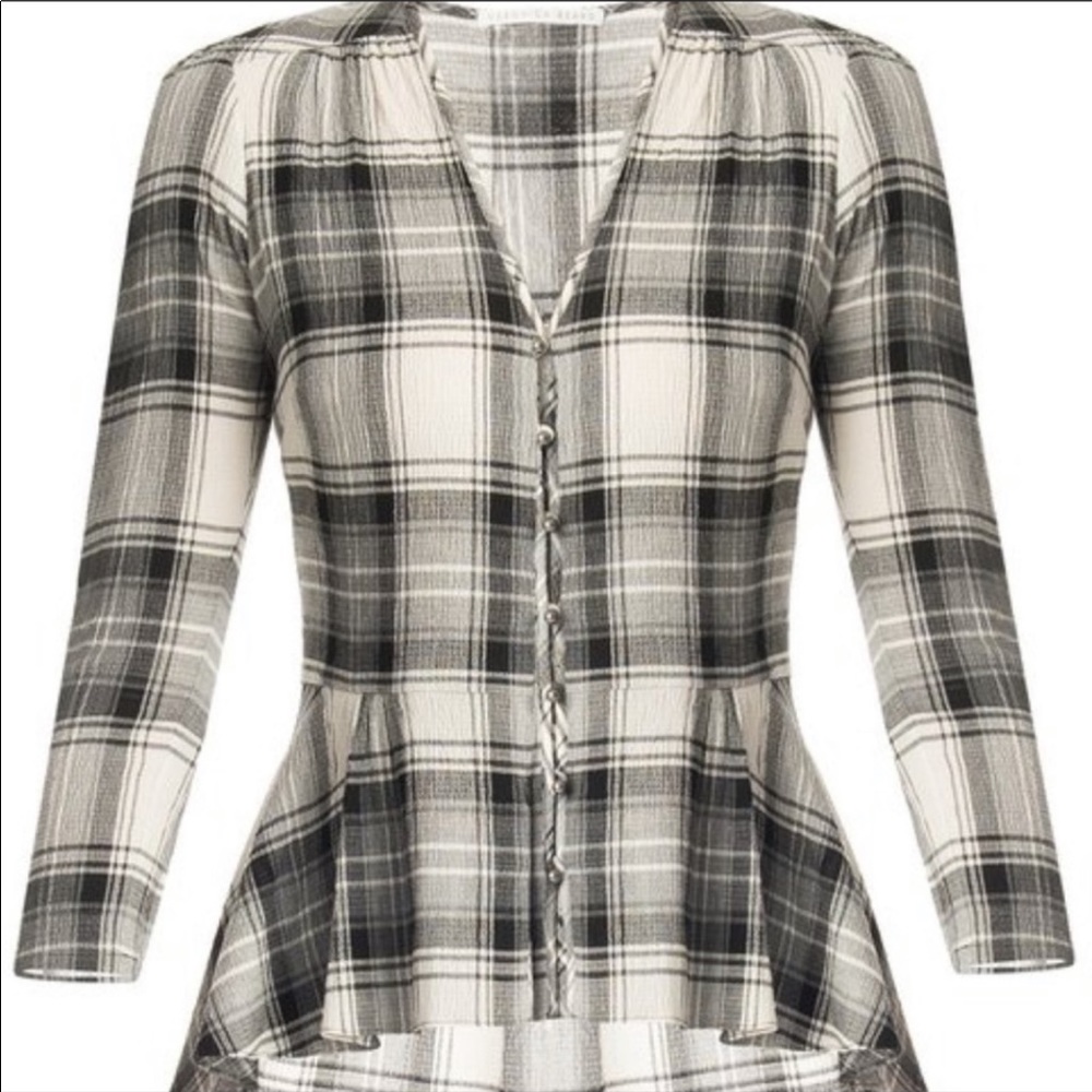 NWT Veronica Beard Plaid Peplum Blouse size 4